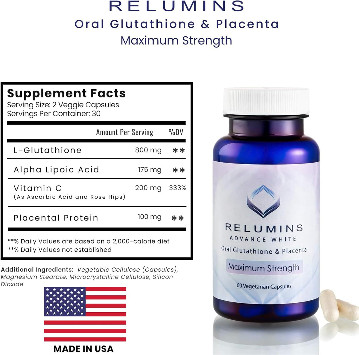 Relumins Advanced Skin Supplement Set - L-Glutathione Complex, Vitamin C, and Antioxidant Support - Nourishing Formula for Healthy Skin - 30-Day Supply - görsel 3