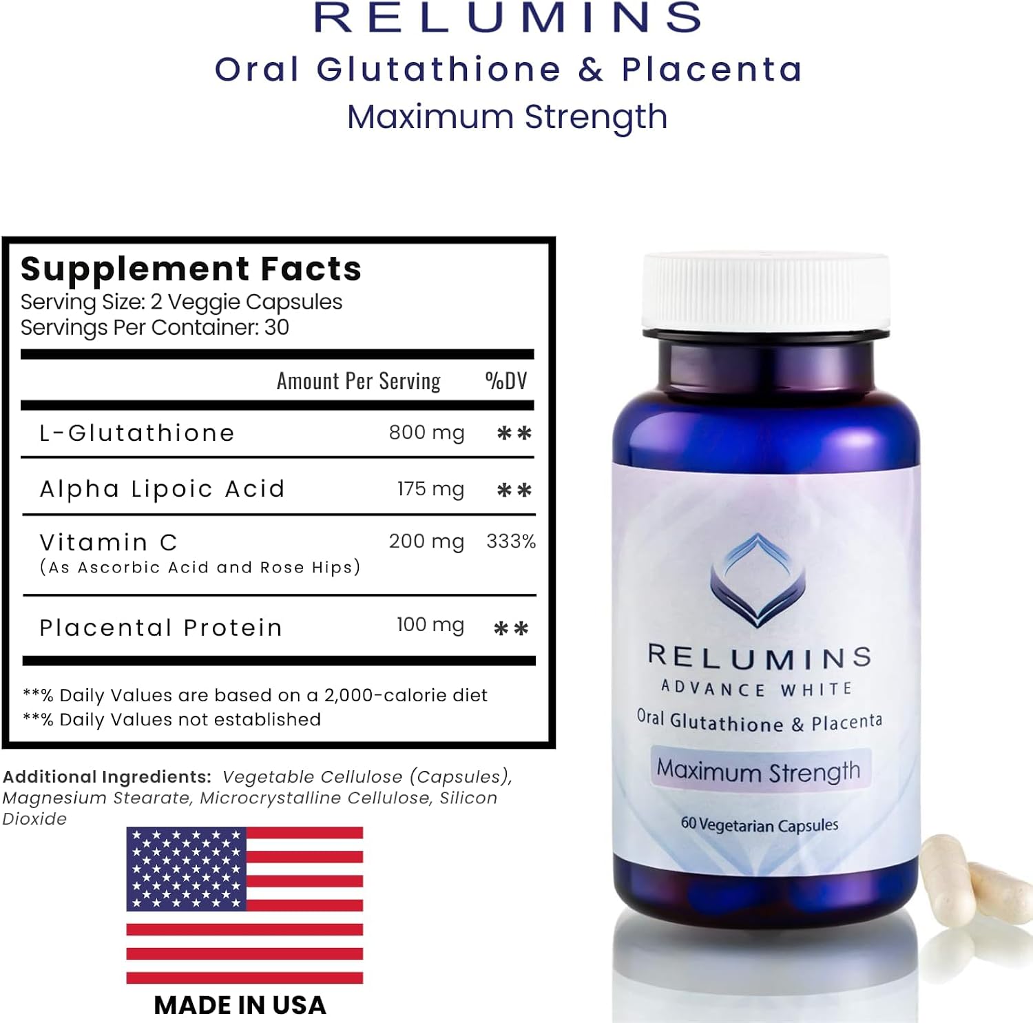 Relumins Advanced Skin Supplement Set - L-Glutathione Complex, Vitamin C, and Antioxidant Support - Nourishing Formula for Healthy Skin - 30-Day Supply - görsel 3