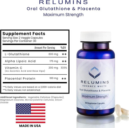 Relumins Advanced Skin Supplement Set - L-Glutathione Complex, Vitamin C, and Antioxidant Support - Nourishing Formula for Healthy Skin - 30-Day Supply