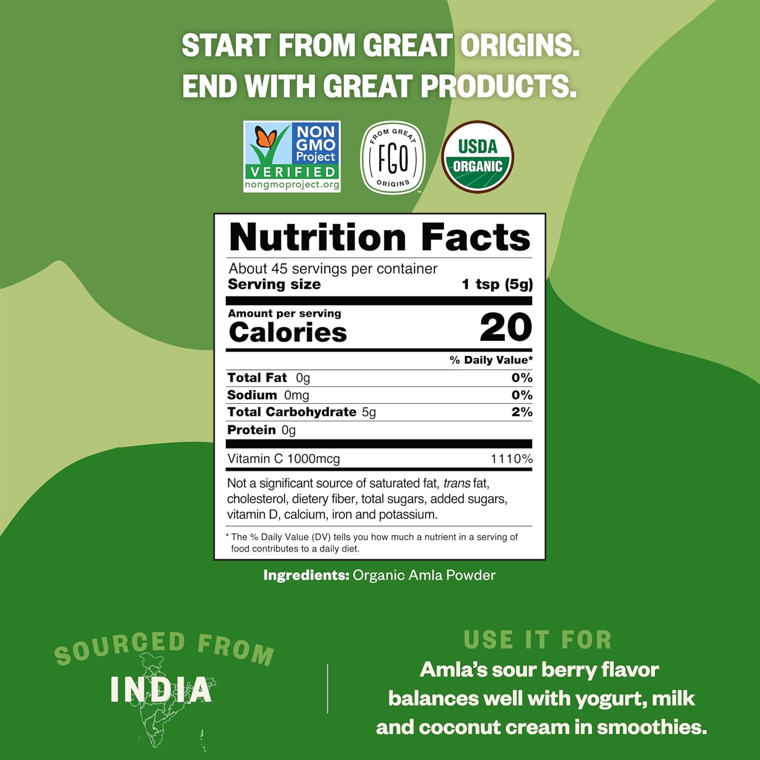 FGO Organic Amla Powder, 8oz – USDA Organic Indian Gooseberry (Amalaki), Non-GMO Natural Vitamin C - görsel 3