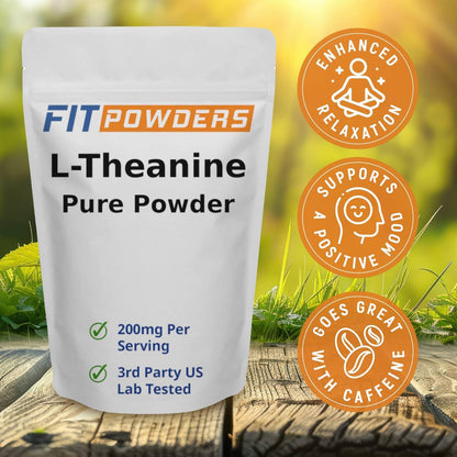 FitPowders L-Theanine Powder 250g – Pure L-Theanine Food Supplement, Scoop Included, Non-GMO, Vegan, Gluten-Free