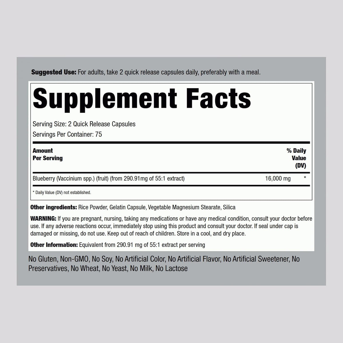 Piping Rock Blueberry Supplement – 150 Capsules – Non-GMO and Gluten-free - görsel 2