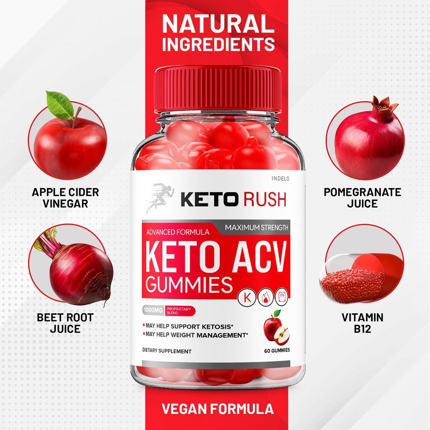 Keto Rush ACV Gummies (3-Pack) – Advanced Keto Plus Apple Cider Vinegar Supplement, 1000mg, 180 Gummies - görsel 3