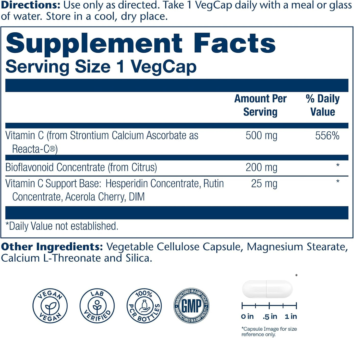 SOLARAY Reacta-C with 500mg Vitamin C and Bioflavonoids - 120 Capsules - görsel 2