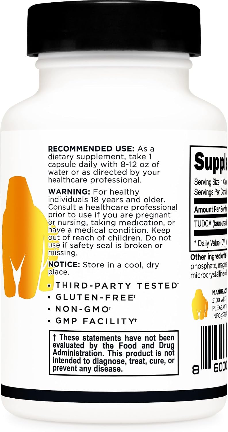 Primal Tudca 500mg 30 Capsules - Gluten-free, Non-GMO Tauroursodeoxycholic Acid Food Supplement - görsel 3