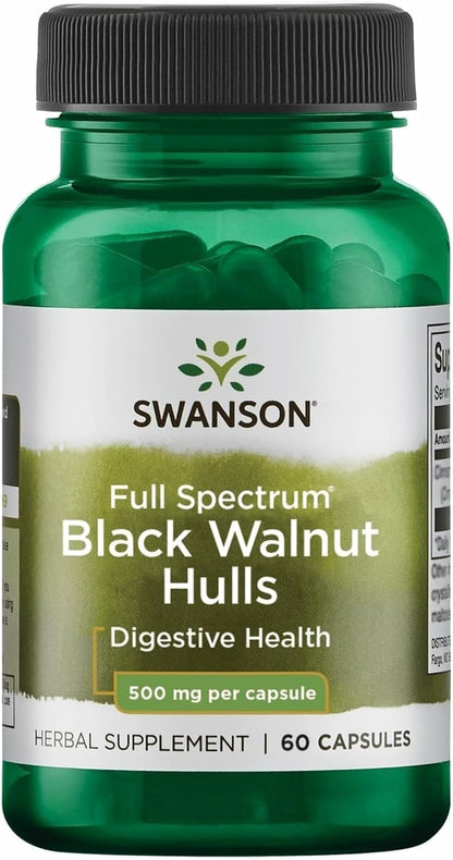 Swanson Black Walnut Hulls 500 mg, 60 Capsules