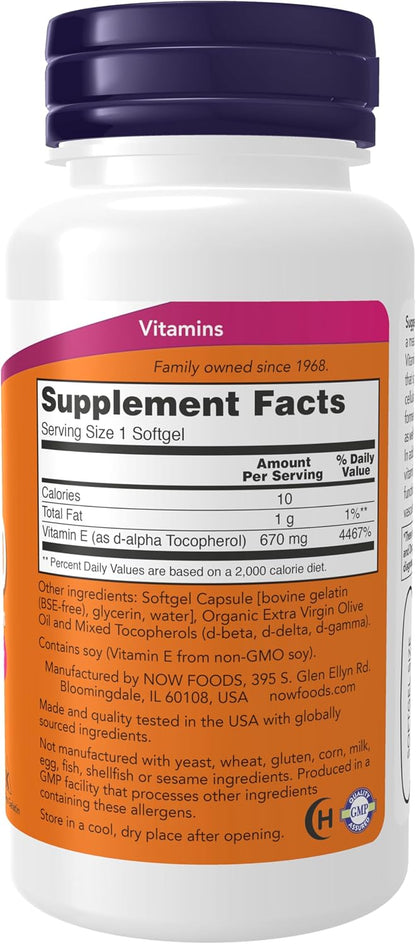 NOW Foods Vitamin E 1,000 IU Mixed Tocopherols - 50 Softgels