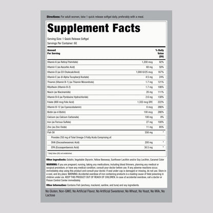 Piping Rock Prenatal Vitamins for Women with DHA | 60 Softgels | Multivitamin with Iron, Folic Acid, Omega 3 | Ultra Complex Supplement | GM-free, Gluten-free