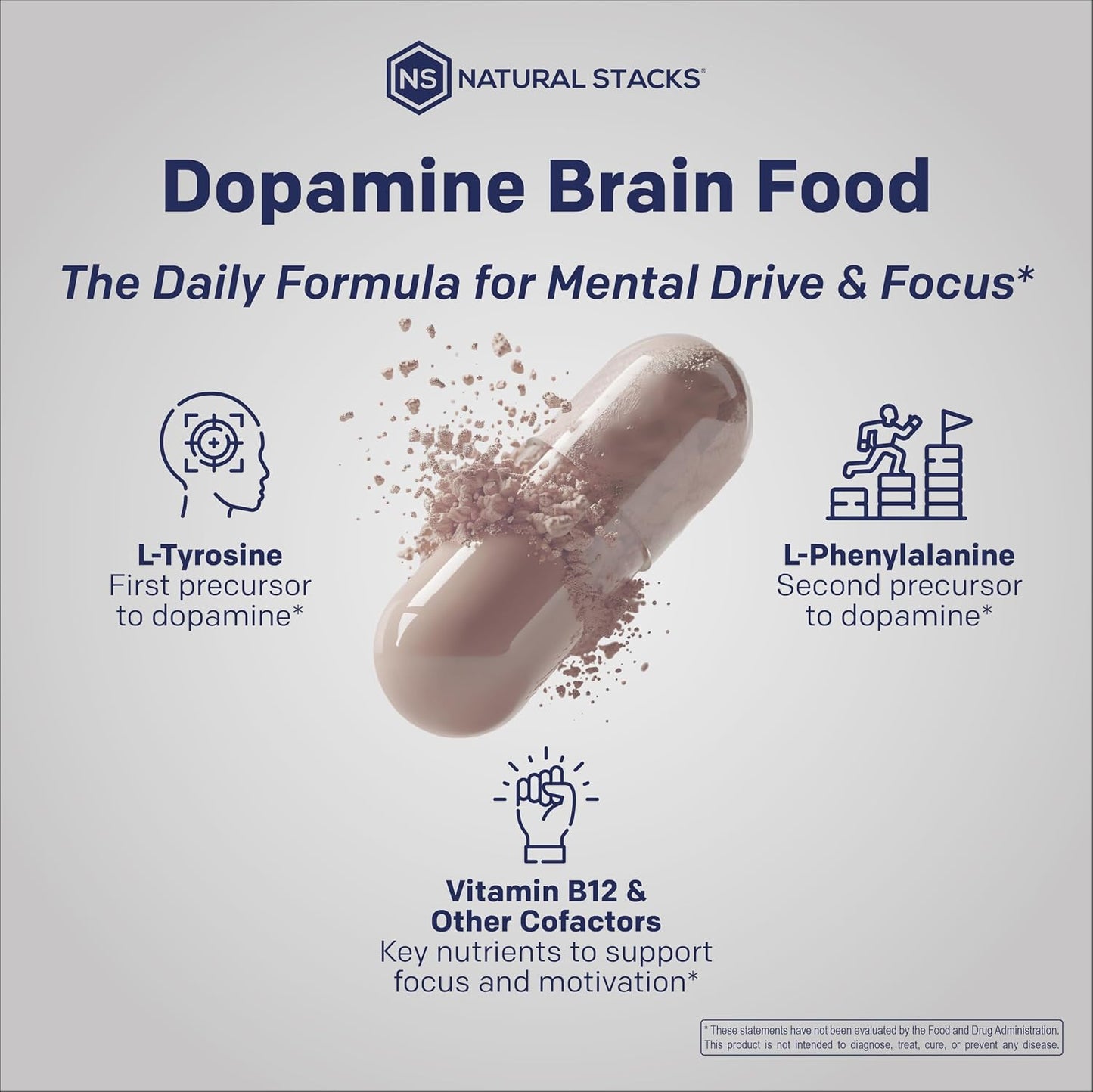 Natural Stacks Dopamine Brain Food – 650mg L-Tyrosine Supplement for Focus and Mental Drive – 60 Capsules - görsel 5