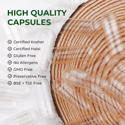 Empty Capsules Size 00 Separated Vegan – Plant Based HPMC (1000 Capsules + 1000 Bodies)