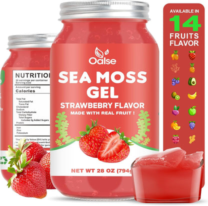 OALSE Wildcrafted Irish Sea Moss Gel - Strawberry, 425g