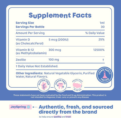 JoySpring LingoLeap – Liquid Kids Formula with Zeolite Clinoptilolite, Methylated B12 and Vitamin D3
