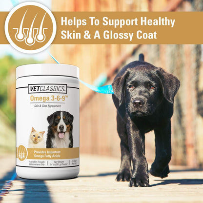 Omega 3-6-9 Pet Skin & Coat Dog Supplement – Supports Healthy Skin for Cats, Glossy Coats for Pets – Pet Health Supplement for Cat Skin, Dog Skin – Omega Fatty Acids – Powder 400 g