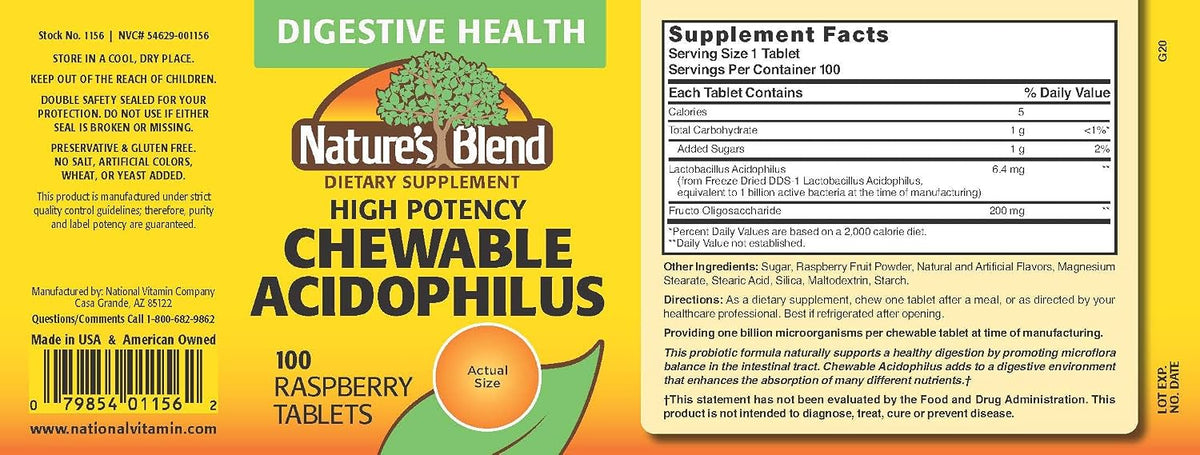Nature's Blend Acidophilus Probiotic Supplement - 100 High Potency Capsules - görsel 2