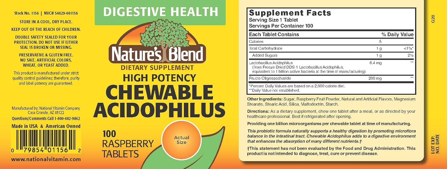 Nature's Blend Acidophilus Probiotic Supplement - 100 High Potency Capsules - görsel 2