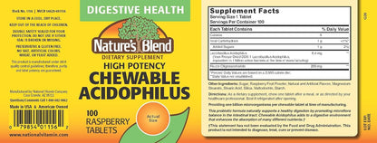 Nature's Blend Acidophilus Probiotic Supplement - 100 High Potency Capsules