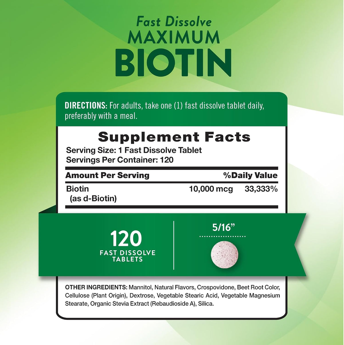 Nature's Truth Biotin 10,000mcg High Strength Fast Dissolve Tablets - görsel 2