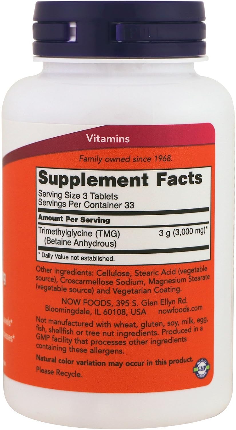 NOW Foods TMG 1000mg, 200 Tablets (2 x 100) - görsel 2