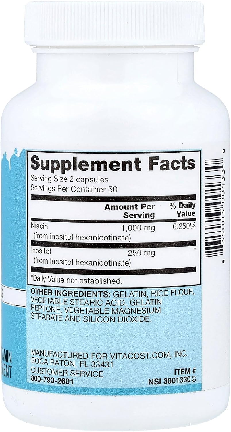 Vitacost Niacin, Non-Flushing, 100 Capsules (500 mg per Capsule) - görsel 2