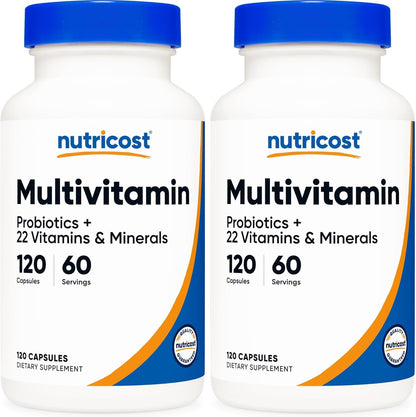 Nutricost Multivitamin with Probiotics 120 Vegetarian Capsules (3 Bottles)