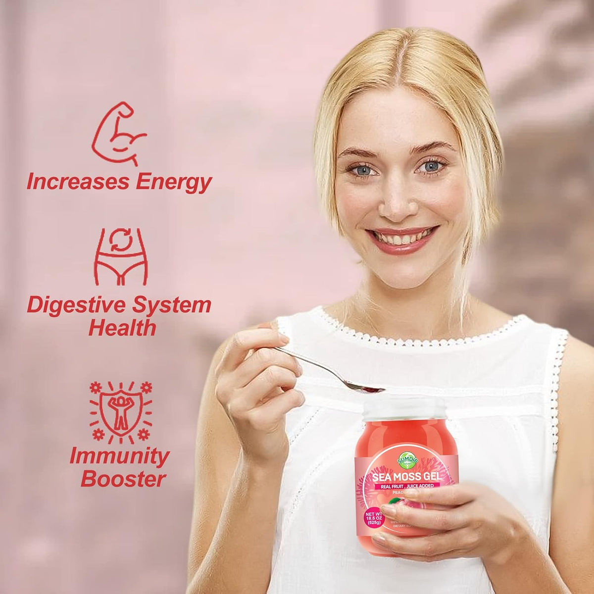 SumDIP Sea Moss Gel, 18.5 oz - Wildcrafted Irish Seamoss Peach Flavour Supplement – Image 4
