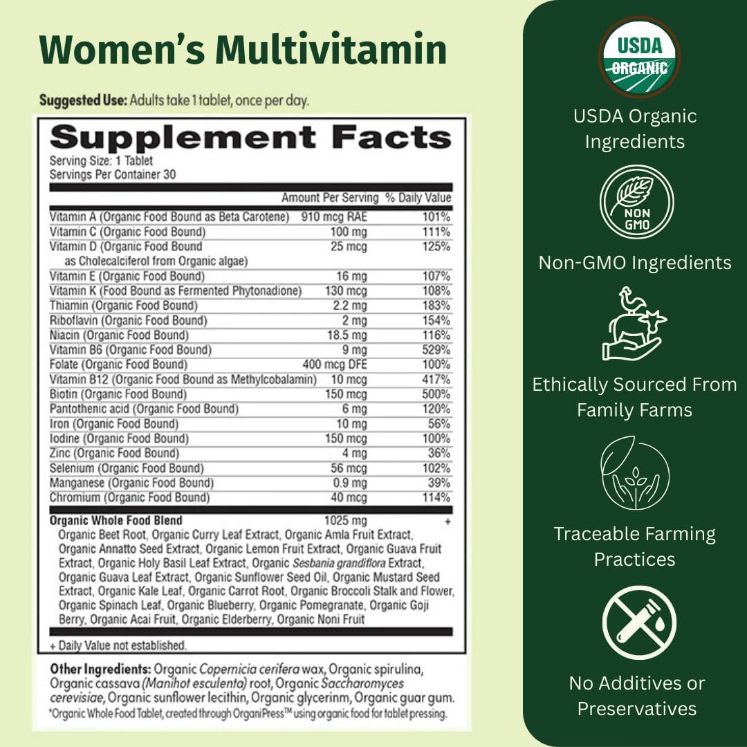 Women’s Multi Once Daily, Women's Multivitamin, Iron, Vitamin B12 & More, 19 Vitamins from Herbs & Superfoods, 60 Tablets - görsel 2