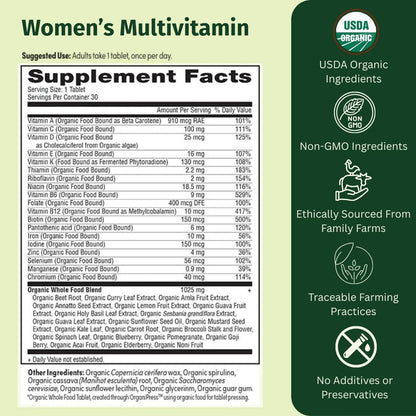 Women’s Multi Once Daily, Women's Multivitamin, Iron, Vitamin B12 & More, 19 Vitamins from Herbs & Superfoods, 60 Tablets