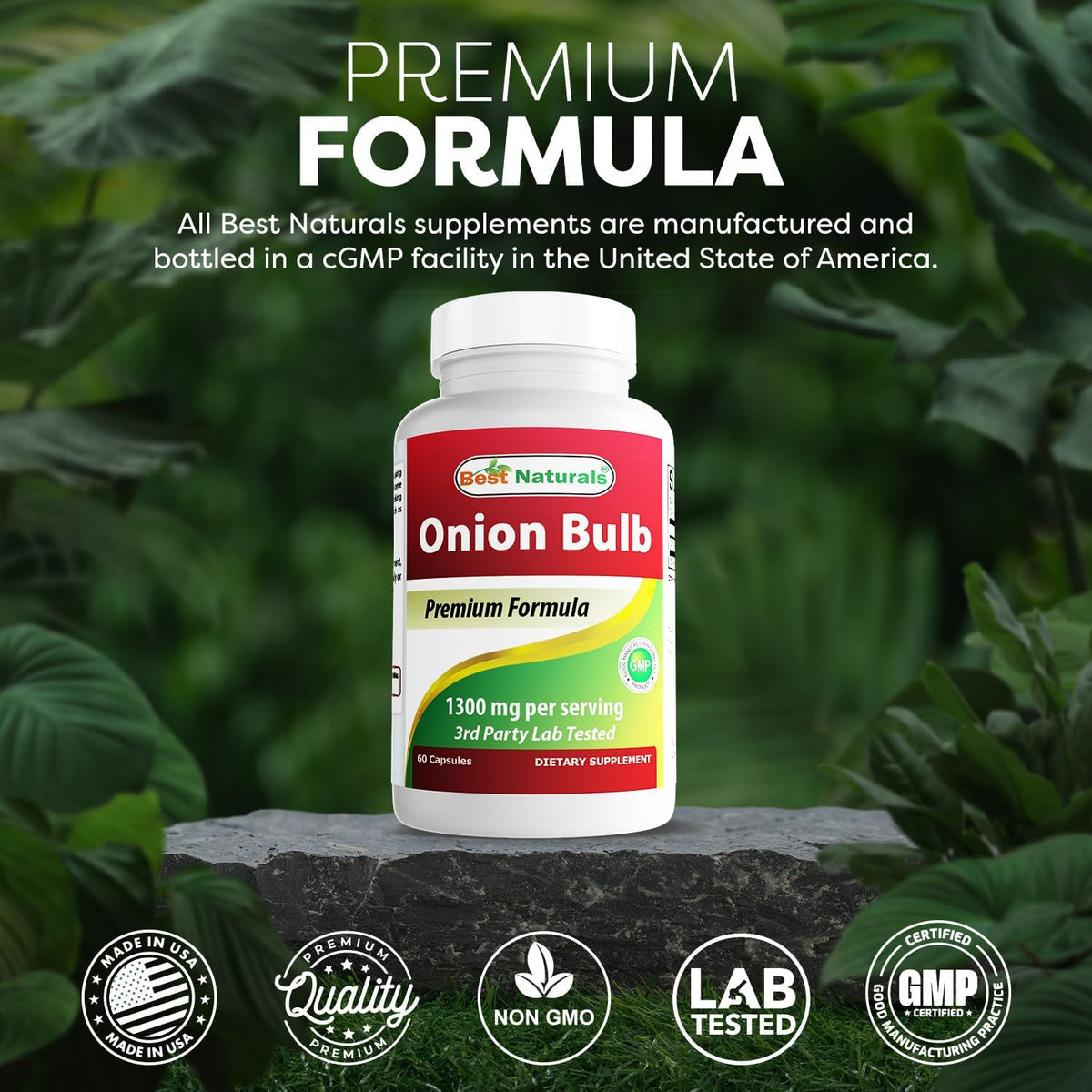 Best Naturals Onion Dried Bulb 1300mg per Serving - 60 Capsules - Also Called (Allium Cepa) - görsel 5