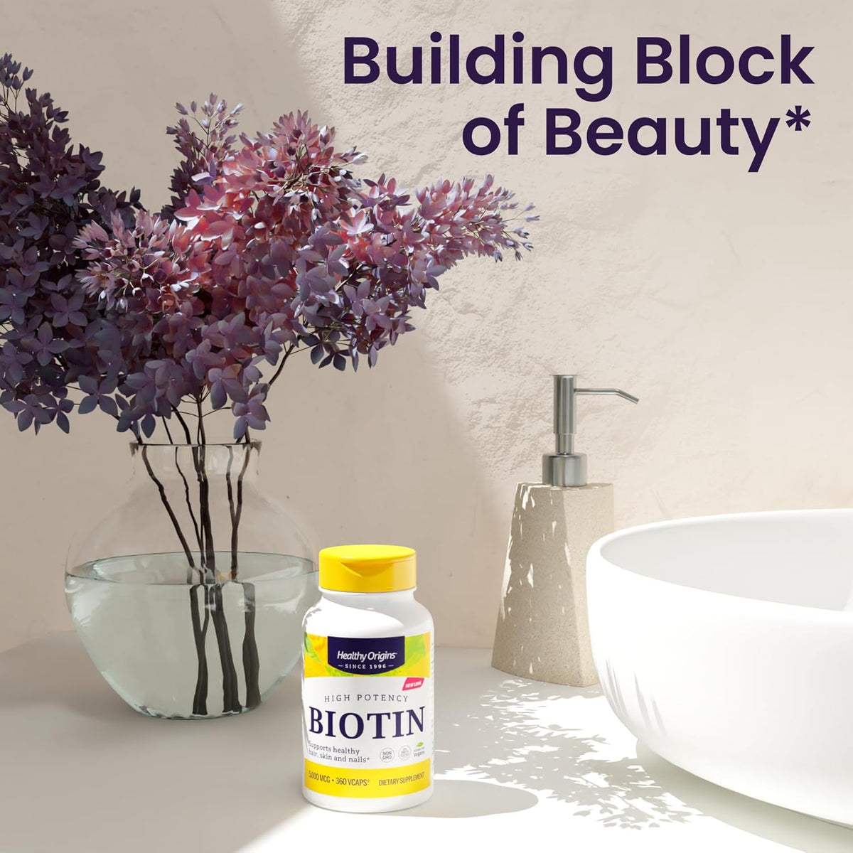Healthy Origins Biotin 10,000 mcg (10 mg) - High Potency Vitamin B7 Supplement for Hair, Nails & Skin - 150 Veggie Capsules - görsel 3