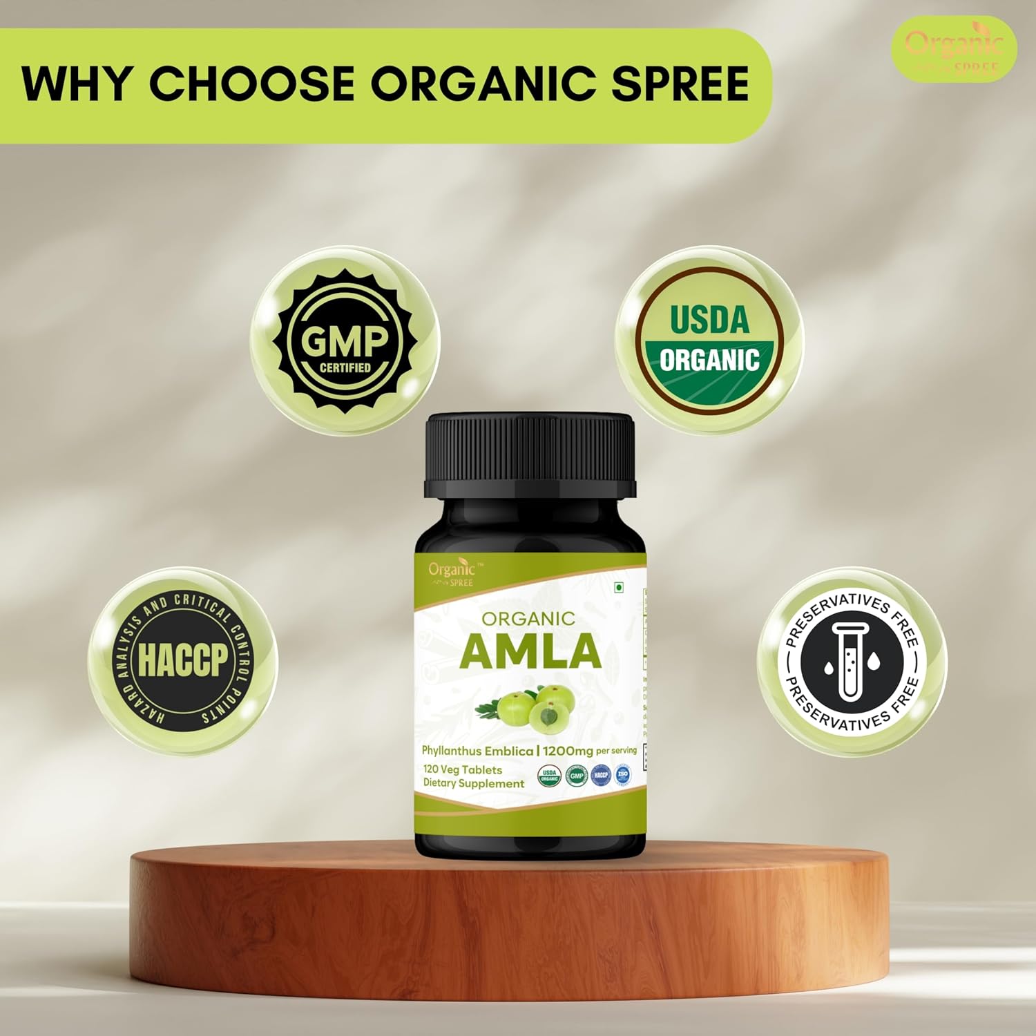 ORGANIC SPREE Amla Tablets – 1200 mg per Serving – Indian Gooseberry Food Supplement – USDA Organic – 120 Tablets (Pack of Two) - görsel 6