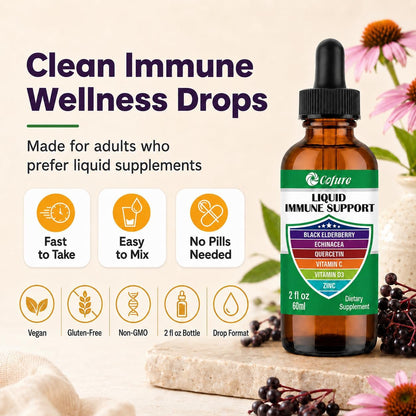 Cofure Zinc Quercetin Vitamin C D3 Liquid Immune Support with Organic Echinacea and Elderberry