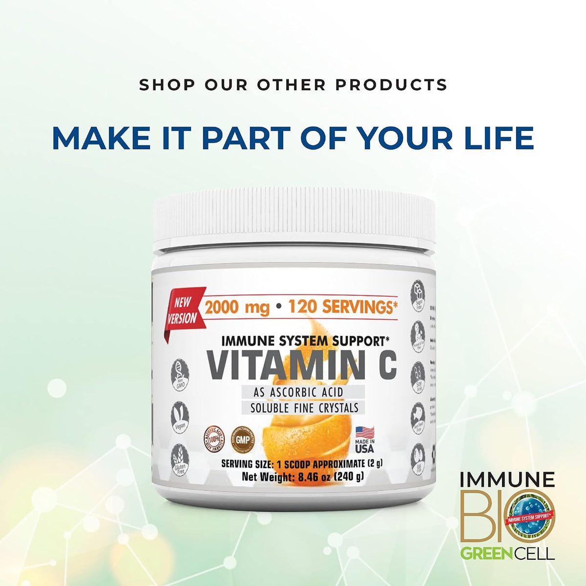 Immune Bio Green Cell - 240 ml (2 Pack) - Immune System Support with Vitamin C & Herbs - görsel 5