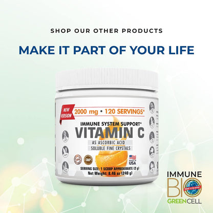 Immune Bio Green Cell - 240 ml (2 Pack) - Immune System Support with Vitamin C & Herbs