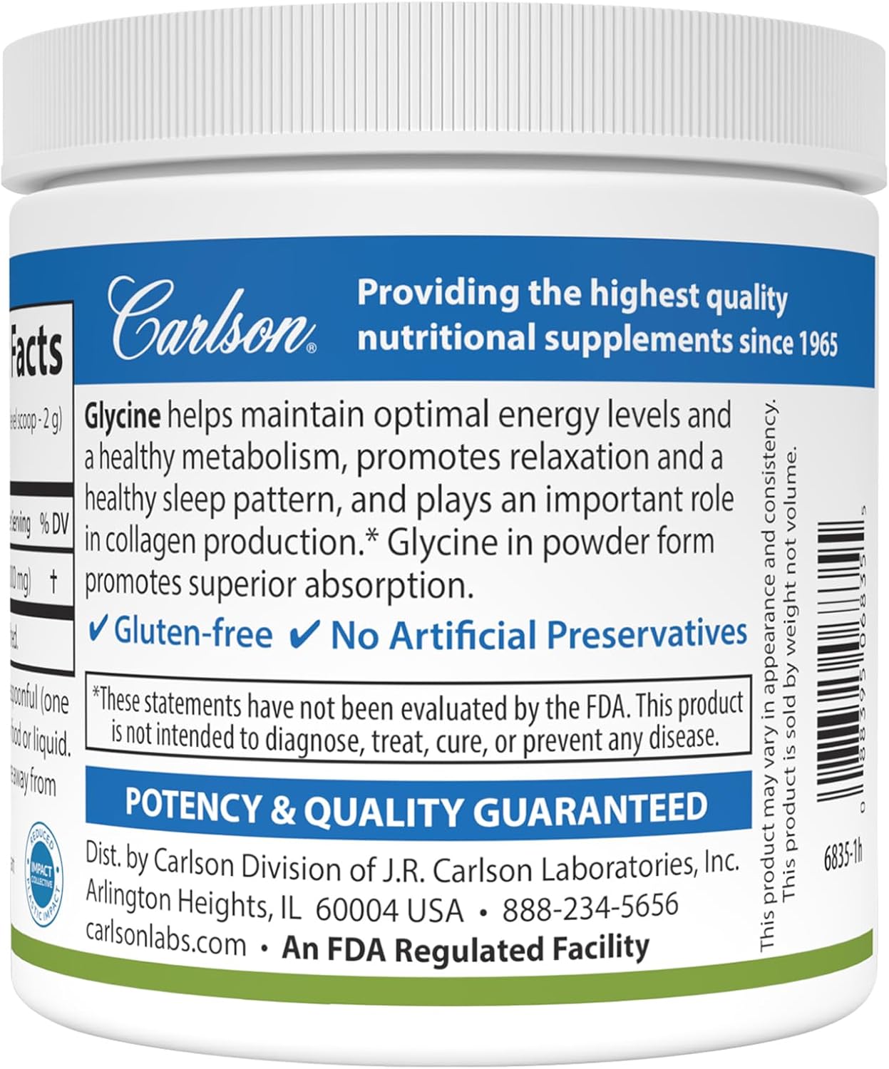 Carlson Labs Glycine Powder, 100g - görsel 3