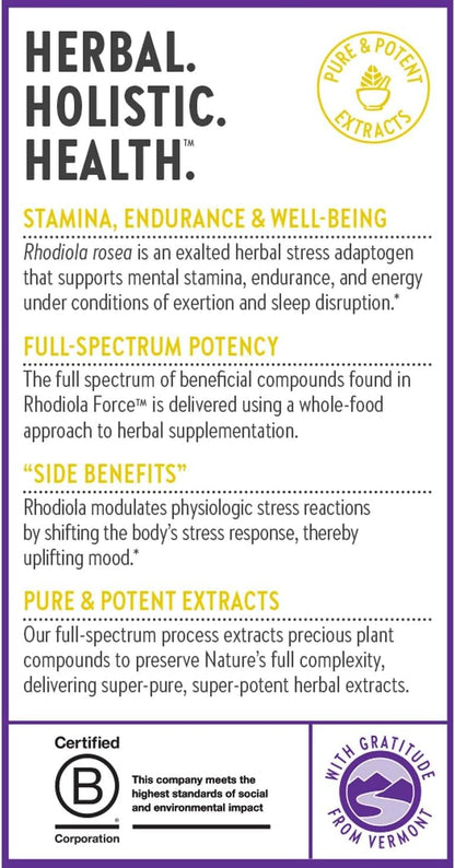 New Chapter Rhodiola Force 300mg – Vegan Adaptogen for Mental Focus & Stress Support