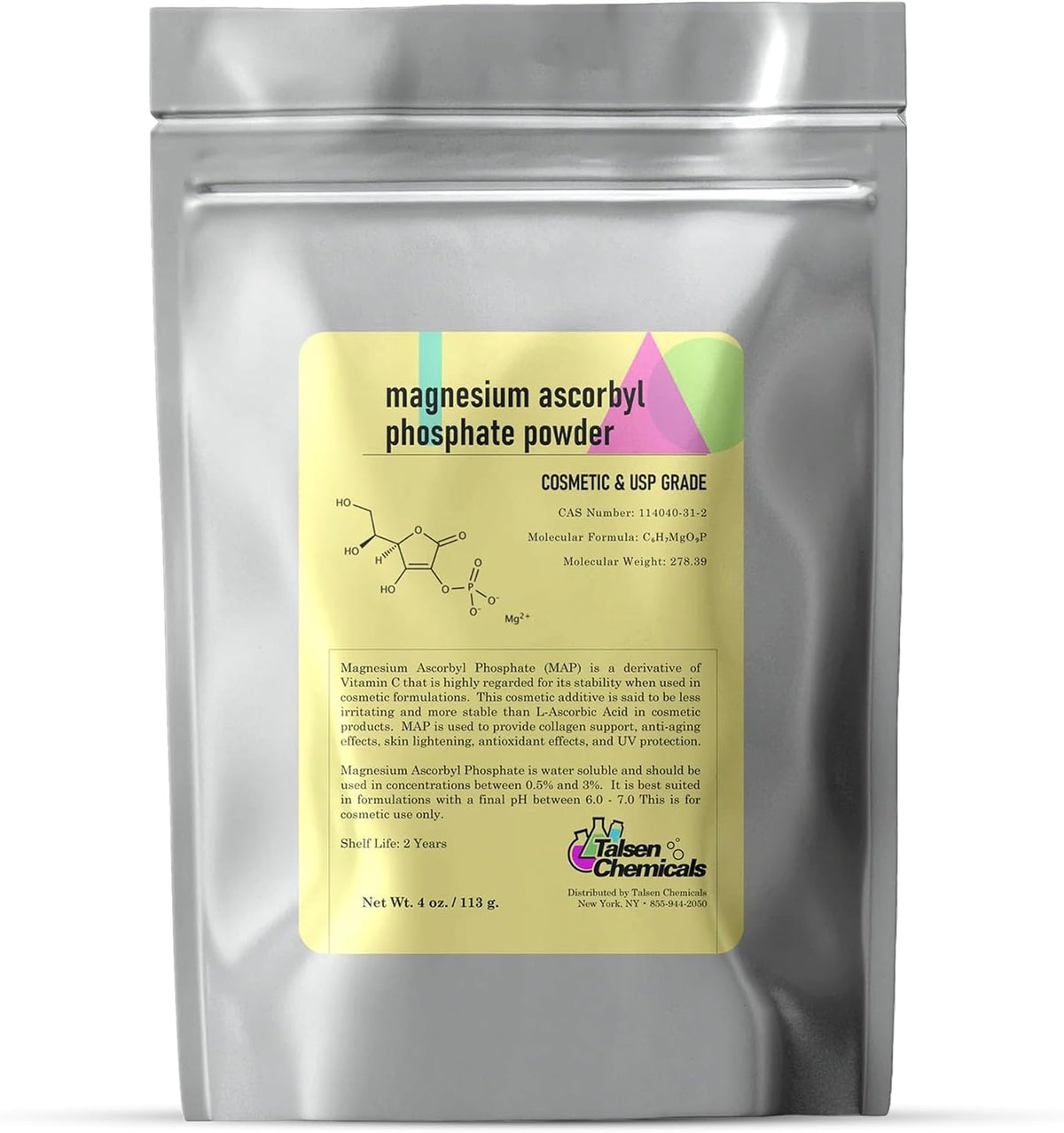Magnesium Ascorbyl Phosphate Powder, Stable Vitamin C, MAP Powder for DIY Skin care Products Talsen Chemicals (113 g) - görsel 1