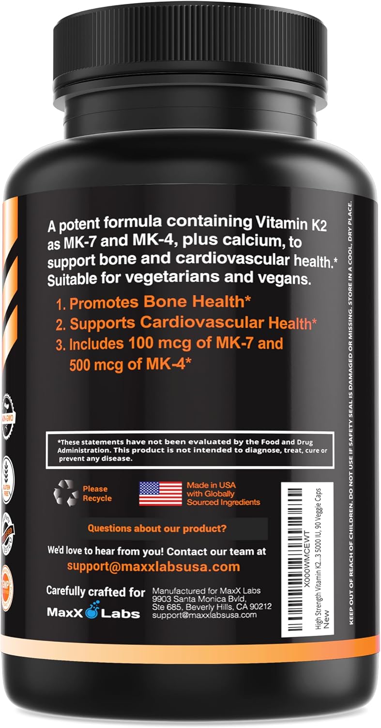 MaxX Labs Vitamin K2 with D3 – Full Spectrum MK-7 & MK-4 – 600 mcg – 90 Capsules - görsel 7