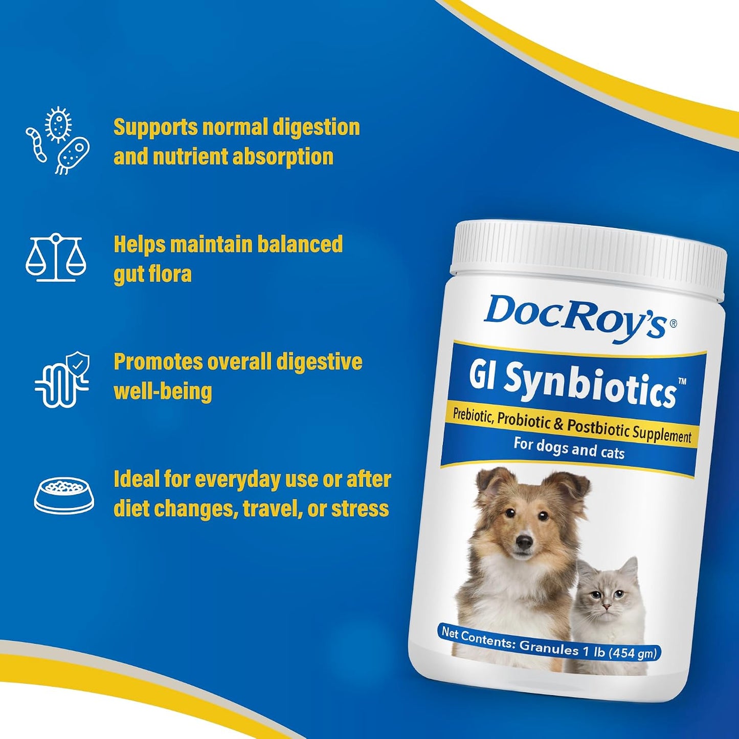 Doc Roy's GI Synbiotics Probiotic & Prebiotic Granules for Dogs and Cats, Chicken Flavour, 454g - görsel 5