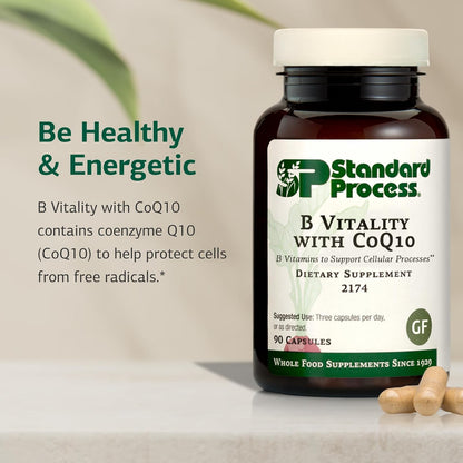 Standard Process B Vitality with CoQ10 - Cellular Health Supplement with Biotin, Vitamin B12 & Folate - 90 Capsules