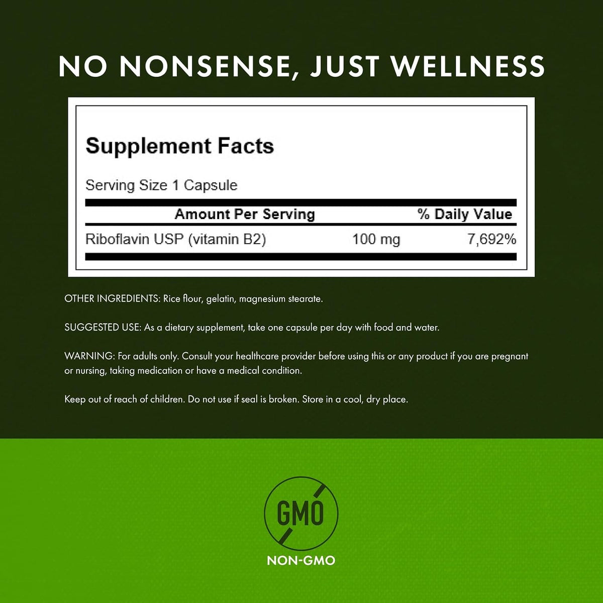 Swanson Vitamin B2 (Riboflavin) 100 mg - 100 Capsules - görsel 3