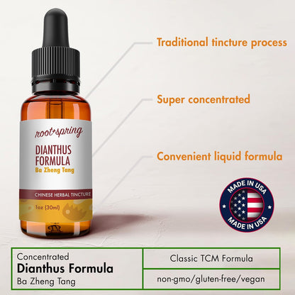 Dianthus Formula - Ba Zheng Tang - Herbal Tincture (Liquid Extract) - Concentrate with Dropper - Ba Zhen San Wan Eight Herb Formula for Rectification - Natural TCM Herb Blend Supplement 1 fl oz (30 ml)