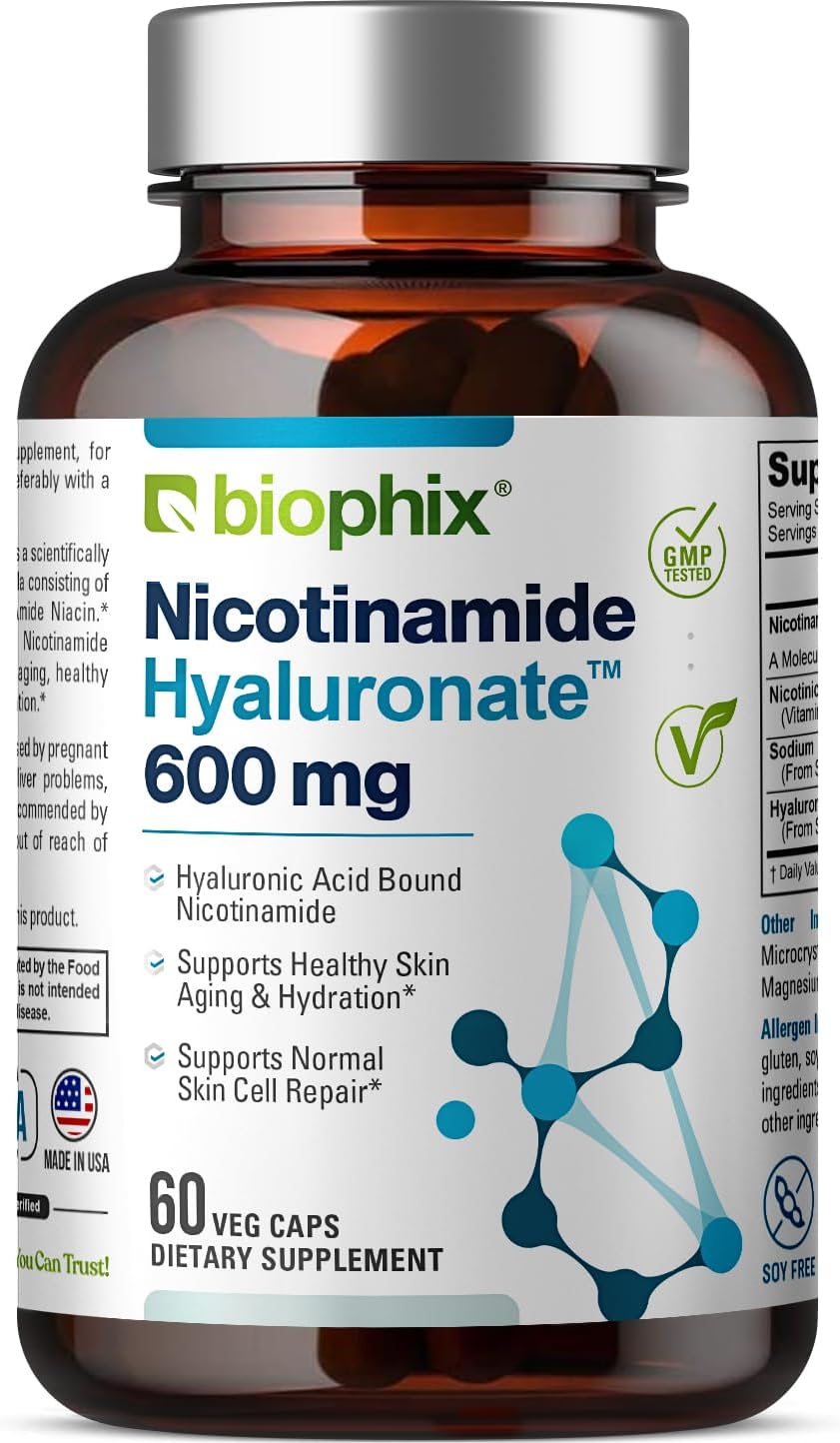 Nicotinamide Hyaluronate 600 mg | Flush-Free Niacin with Hyaluronic Acid - 60 Capsules - görsel 1