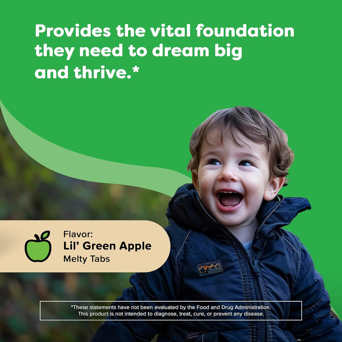 Renzo's Dynamite Vitamin D3, Dissolving Children's Vitamin D3, 60 Sugar-Free Melty Tabs, Little Green Apple Flavour - görsel 2