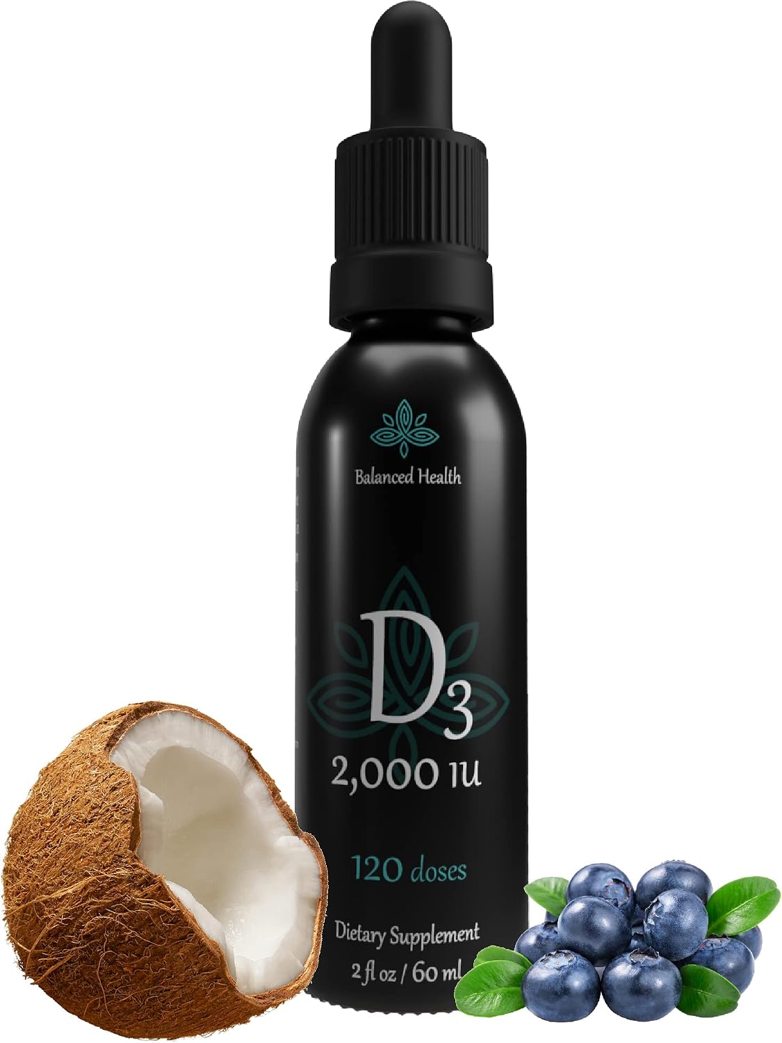 Balance Health Vitamin D3 2,000 IU Liquid Drops - Blueberry Flavour with MCT Oil, 60 ml (120 Doses) - görsel 1