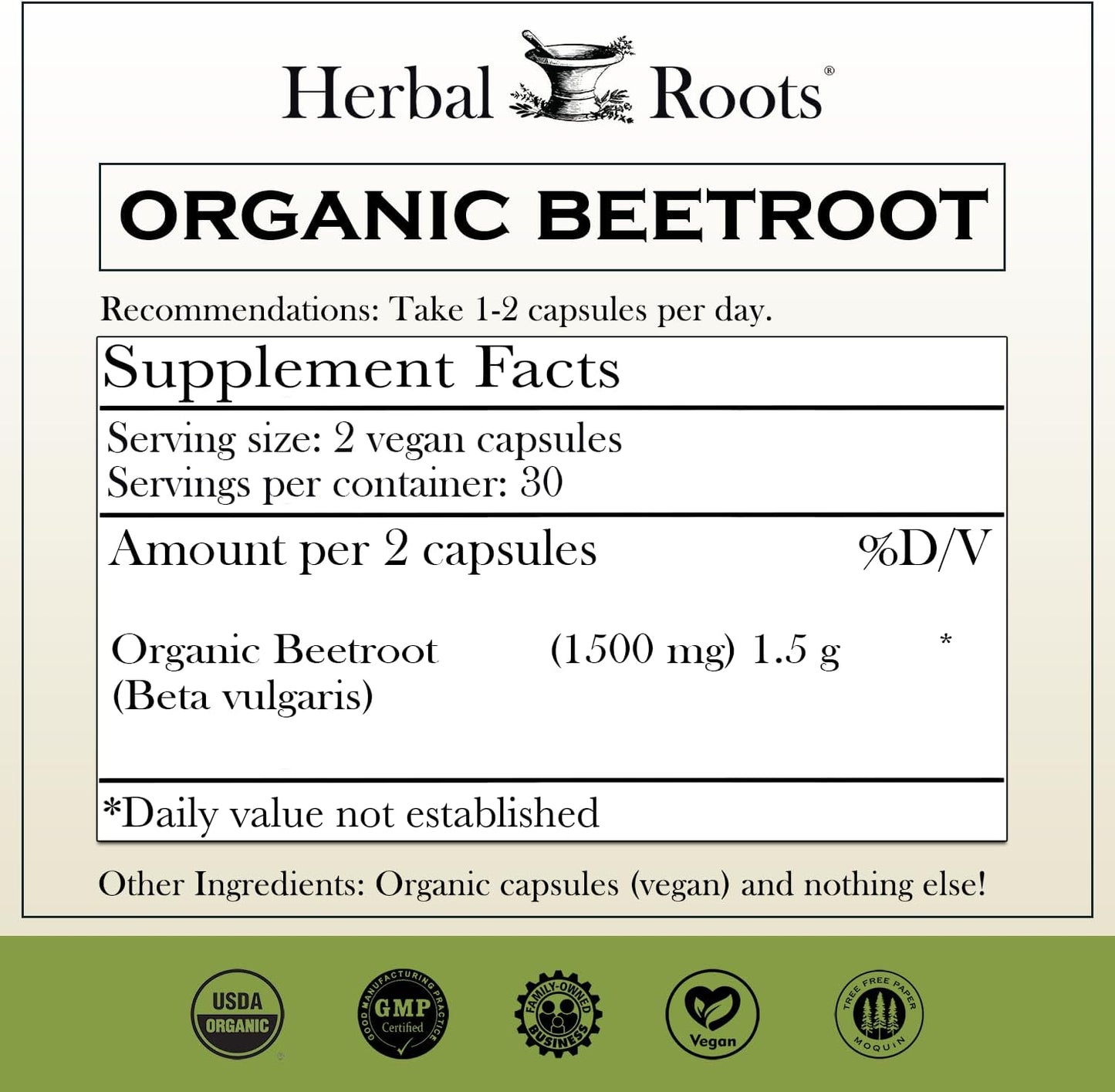 Herbal Roots Organic Beetroot Powder Capsules – 1500mg per Serving, 60 Vegan Capsules - görsel 2