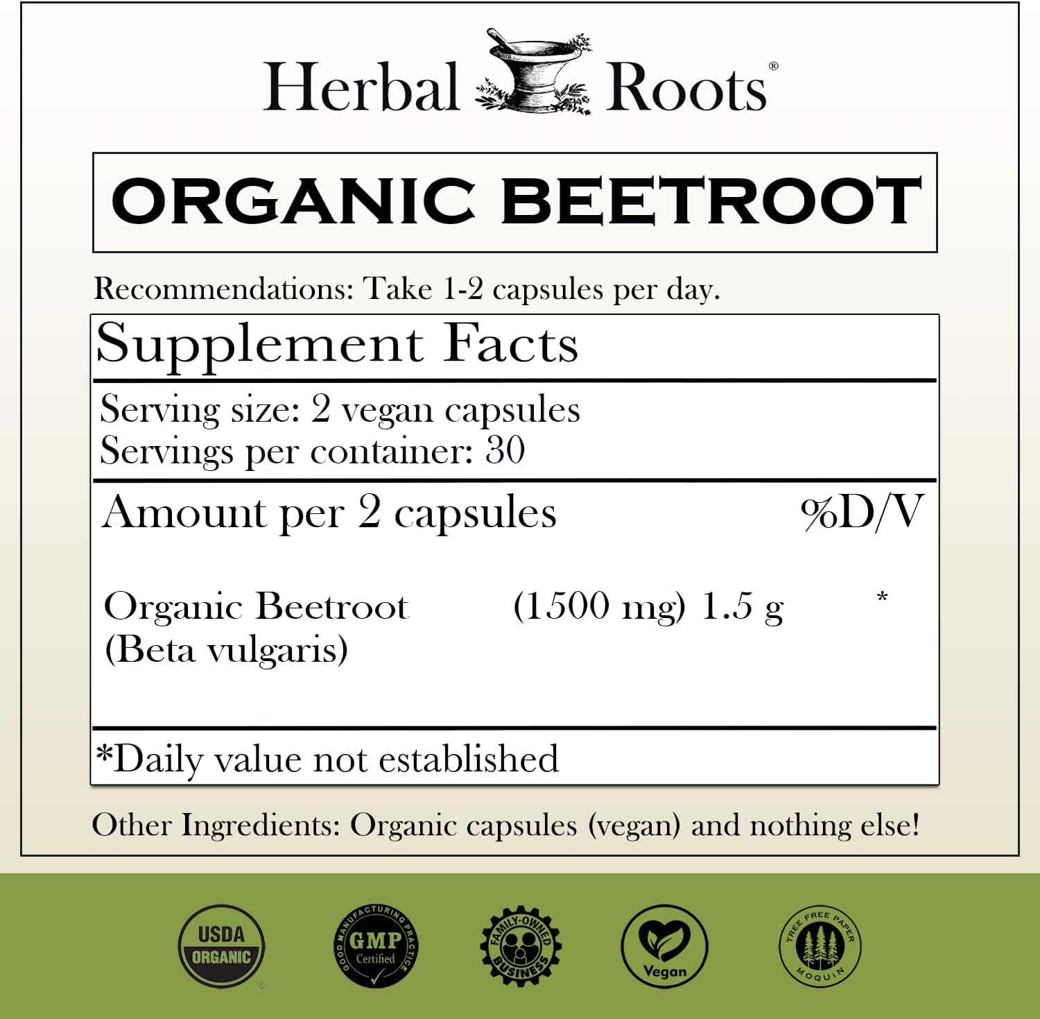 Herbal Roots Organic Beetroot Powder Capsules – 1500mg per Serving, 60 Vegan Capsules - görsel 2