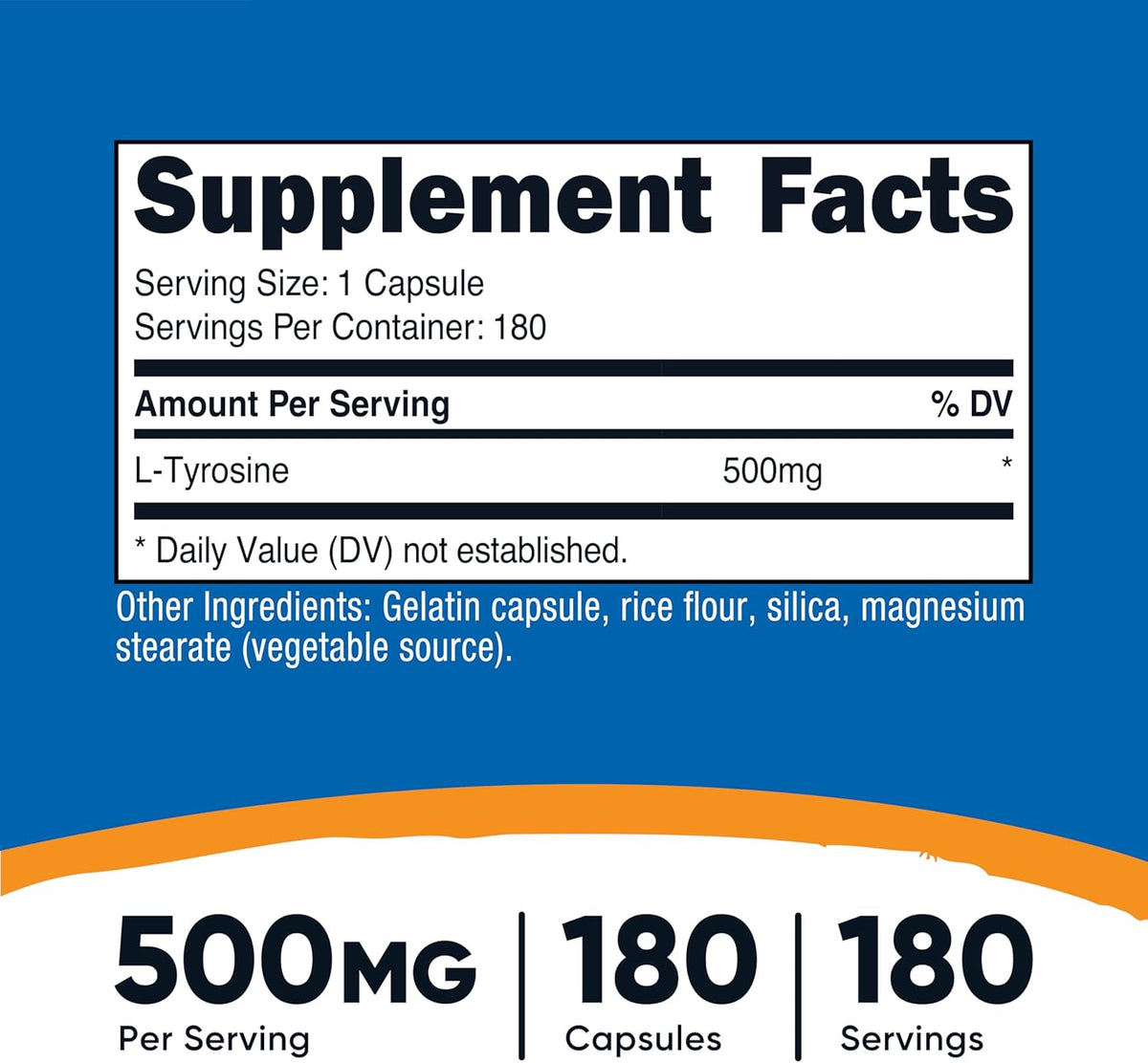 Nutricost L-Tyrosine 500mg, 180 Capsules (3 Bottles) - görsel 2