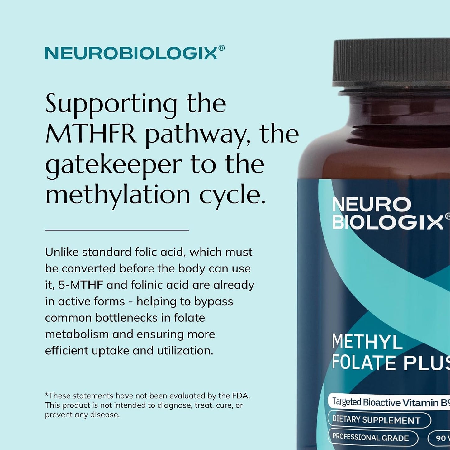 Neurobiologix Methyl Folate Plus, Advanced Blend of L-5 Methylfolate, Folinic Acid & B Vitamins, 90 Capsules - görsel 2