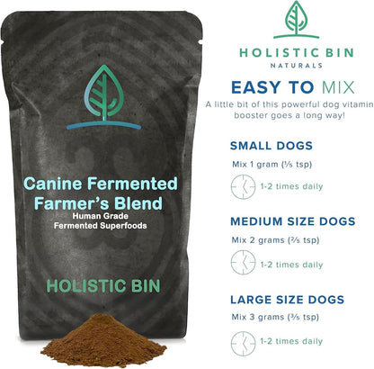 Canine Fermented Farmer's Blend | Nutrient-Rich Dog Food Topper | Plant-Based Supplement for Gut Flora | Pumpkin, Spinach, Fruit and Vegetable Powder Mix (50g)