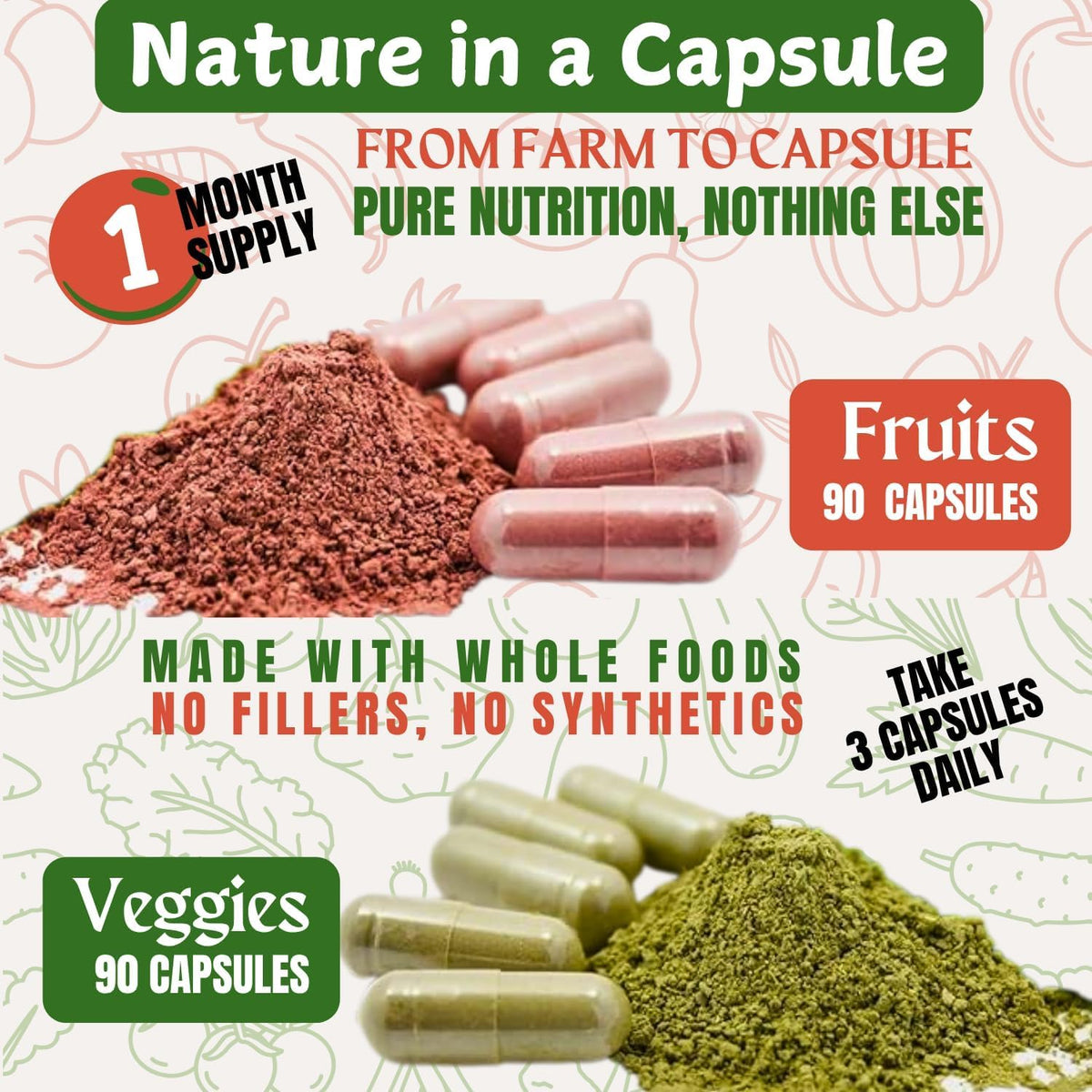 TM NATURALS Fruit and Veg Supplement - Super Fruits and Vegetables Capsules, 90 Capsules (Pack of 2) - görsel 5